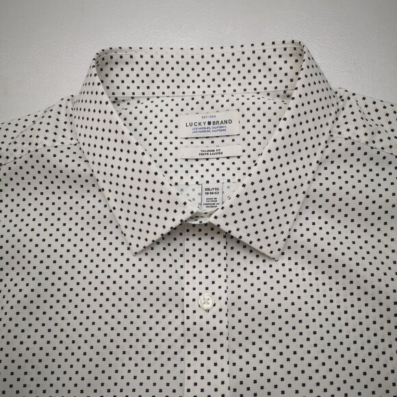 NWOT Lucky Brand Men's Size XXL (18-18 1/2) White w/ Black Tailored Fit Shirt - Picture 4 of 10